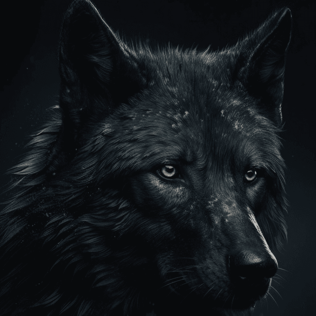 A dark wolf illustration on a matte dark background, Desktop FHD Wallaper