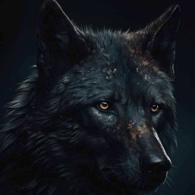 A dark wolf illustration on a matte dark background, Desktop FHD Wallaper