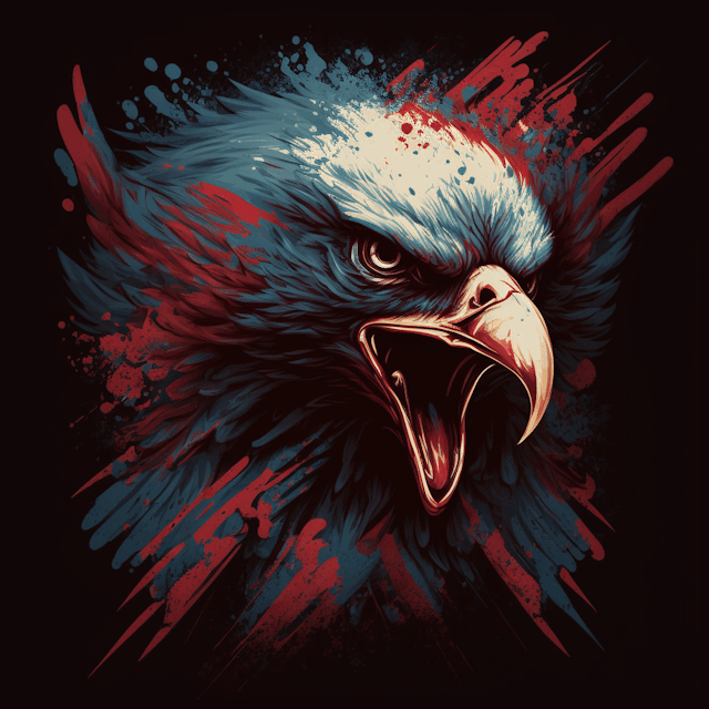 A vector T-shirt image of an angry strong American eagle/F14  flying,