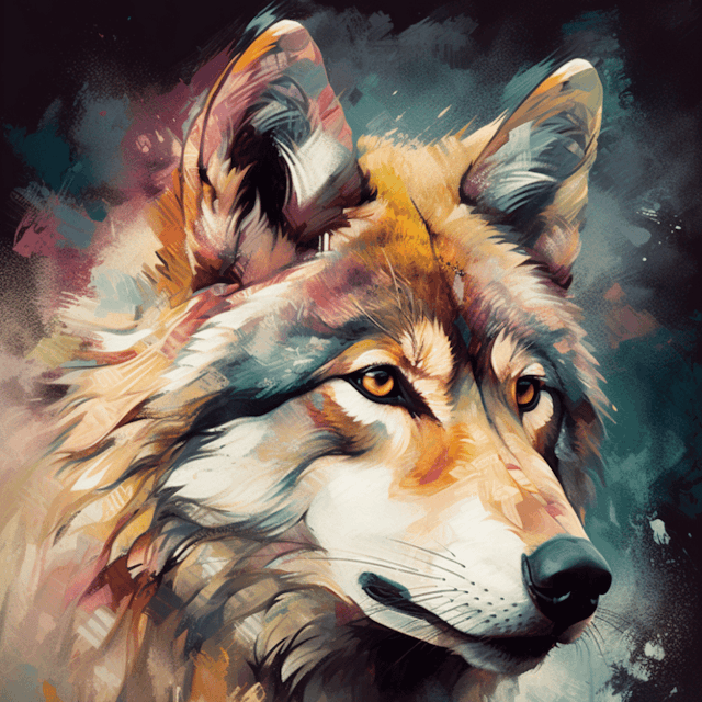 abstract wolf painting, earthy colors, pastel painting style