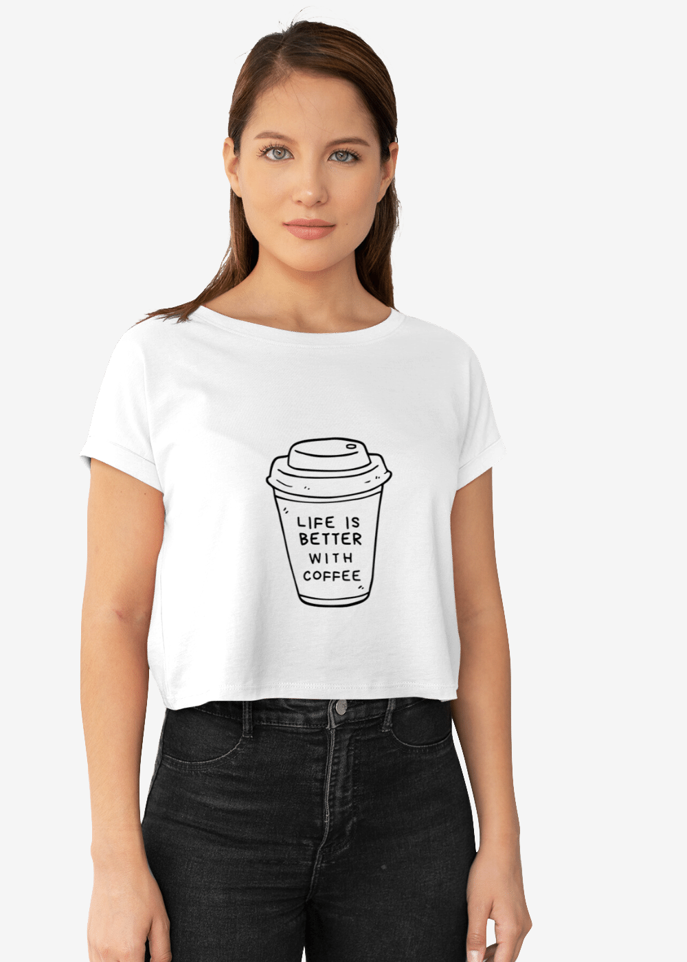Crop Top Shirt Active Wear for Woman and Coffee Lovers Gift