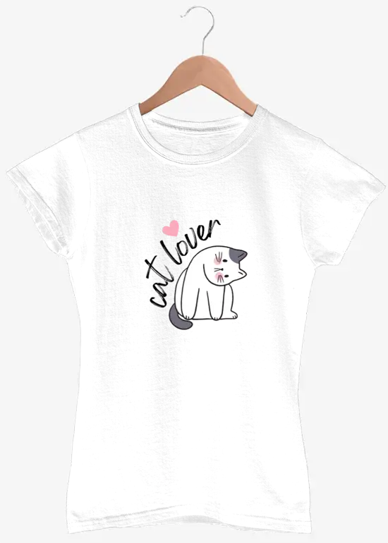 White TShirts Woman with Minimalistic Design for Cat Lovers