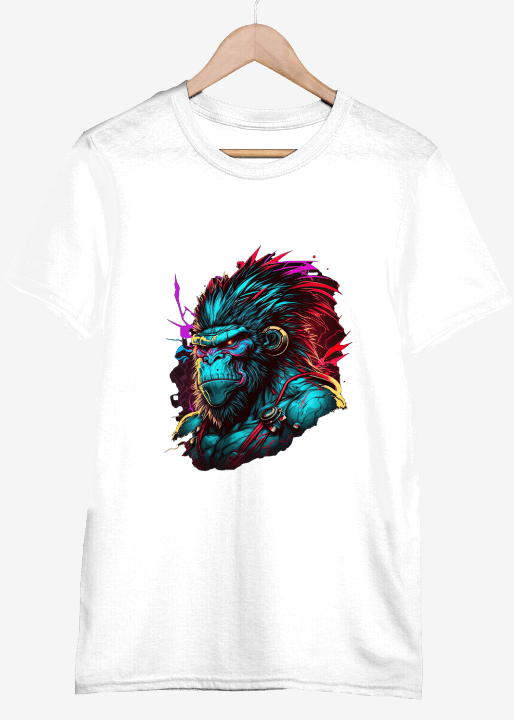 Rave Gorilla Animal Print Black T-Shirt for Men