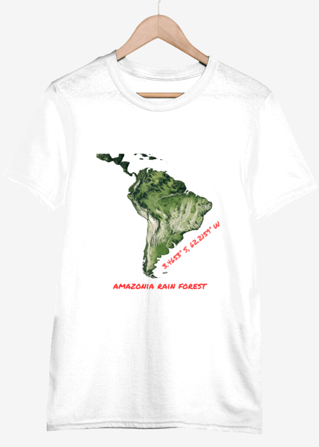Amazon Rain Forest Map Print T-Shirt for Men