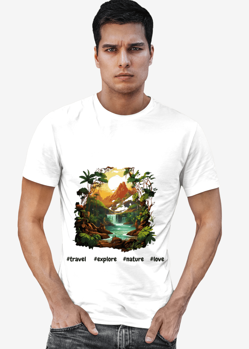 Men travel t shirt - Amazon Rain Forest Design
