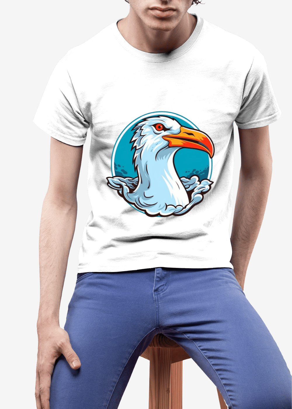 Seagull T Shirt for Men - Comic Style