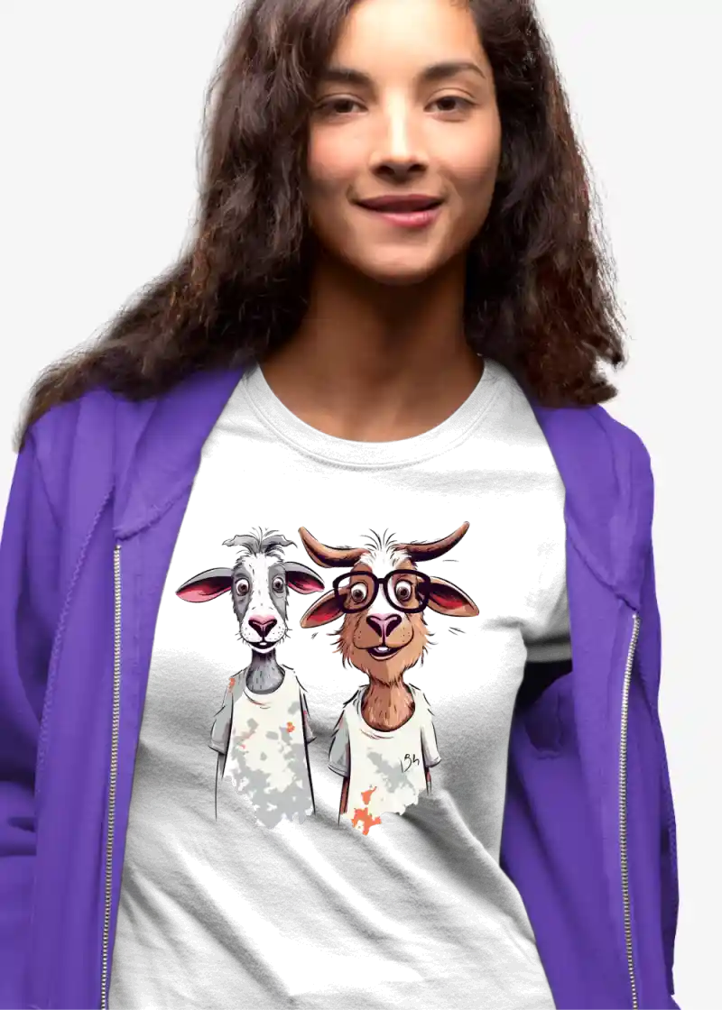 Funny Goat Print T-Shirt for Women