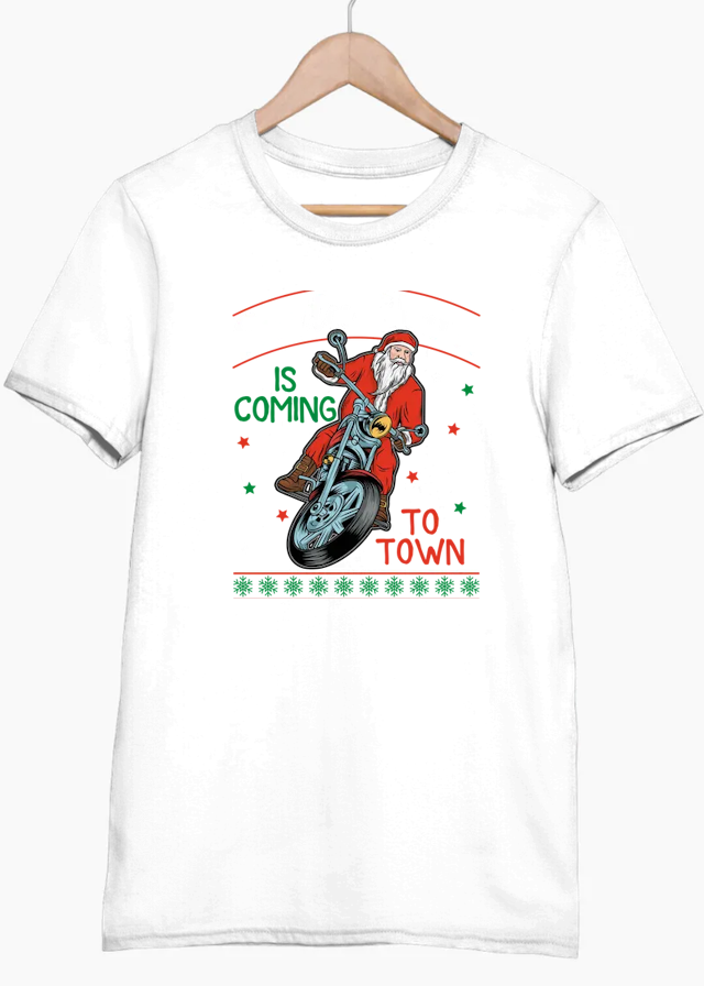 Santa Claus Coming to Town Christmas T Shirt for Men